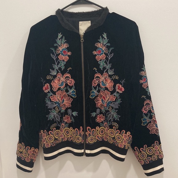 Anthropologie✨🌿floral embroidered bomber jacket - Picture 2 of 7